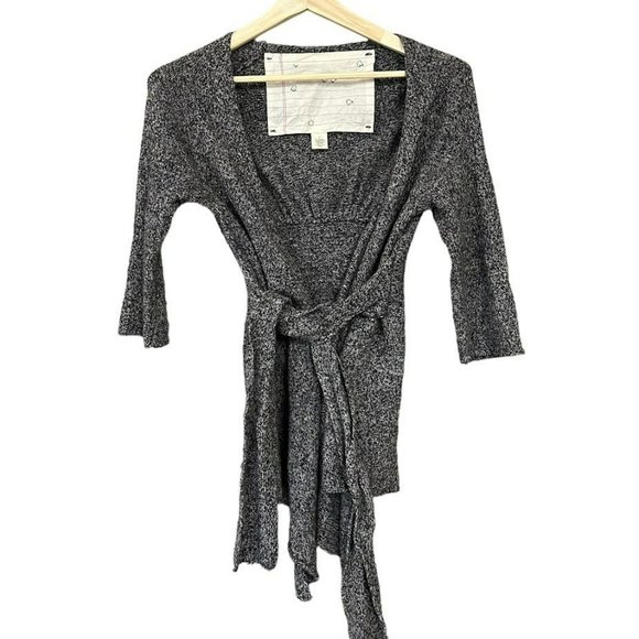 Anthropologie Birds on a Wire Wool Gray Tie Front Wrap Cardigan Sweater Womens S - Picture 1 of 5